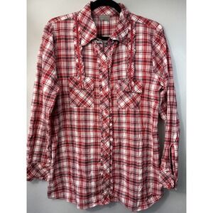 NWT Danny Anand Cowgirl Rodeo Western Type Button Up Blouse W Ruffles Size XL